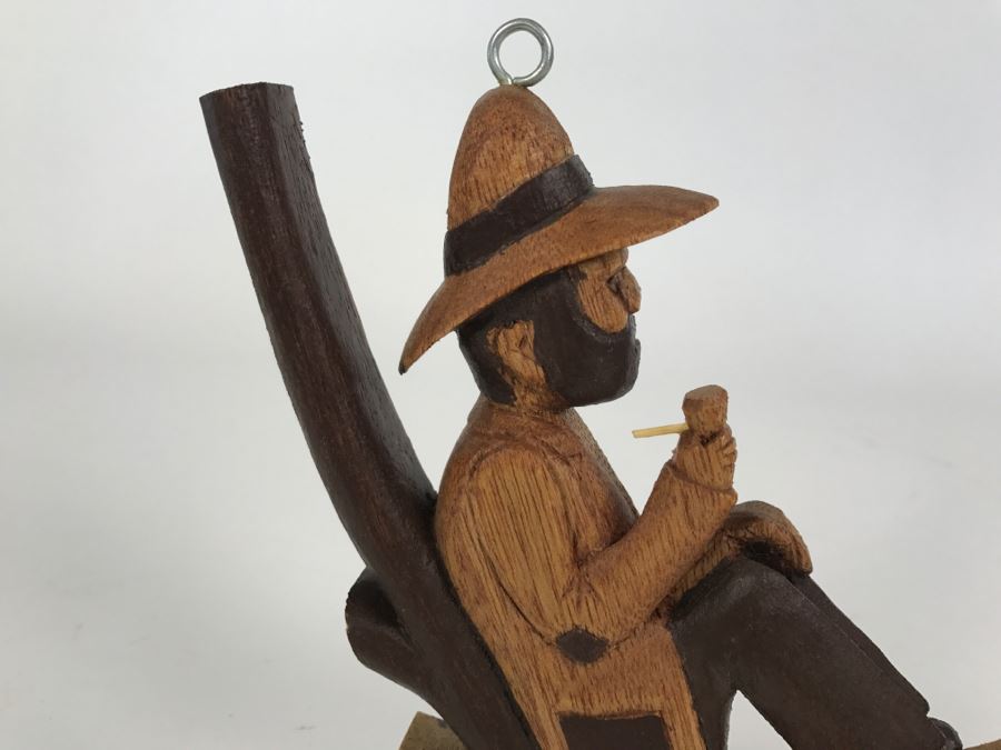 Kevin Wayling Wood Carving Of Man Smoking Pipe Australia [Photo 4]