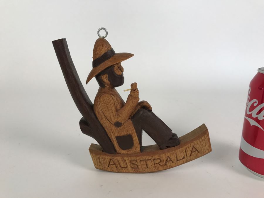 Kevin Wayling Wood Carving Of Man Smoking Pipe Australia [Photo 1]
