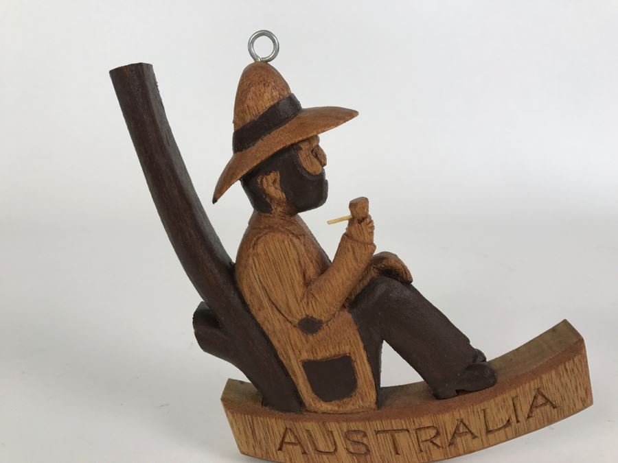 Kevin Wayling Wood Carving Of Man Smoking Pipe Australia [Photo 2]