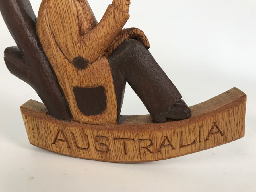 Kevin Wayling Wood Carving Of Man Smoking Pipe Australia [Photo 3]