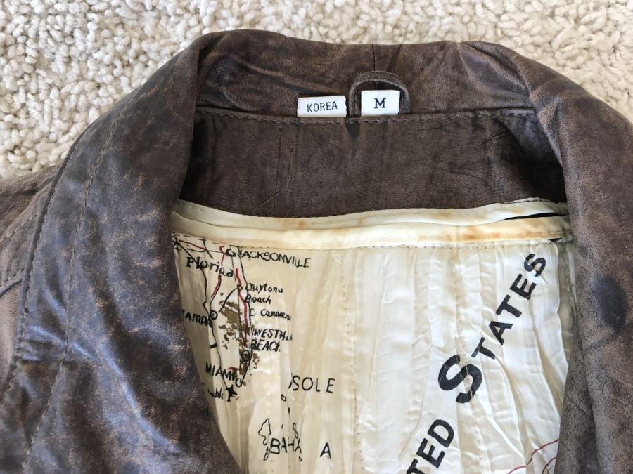 Men's Brown Leather Jacket Size M [Photo 3]