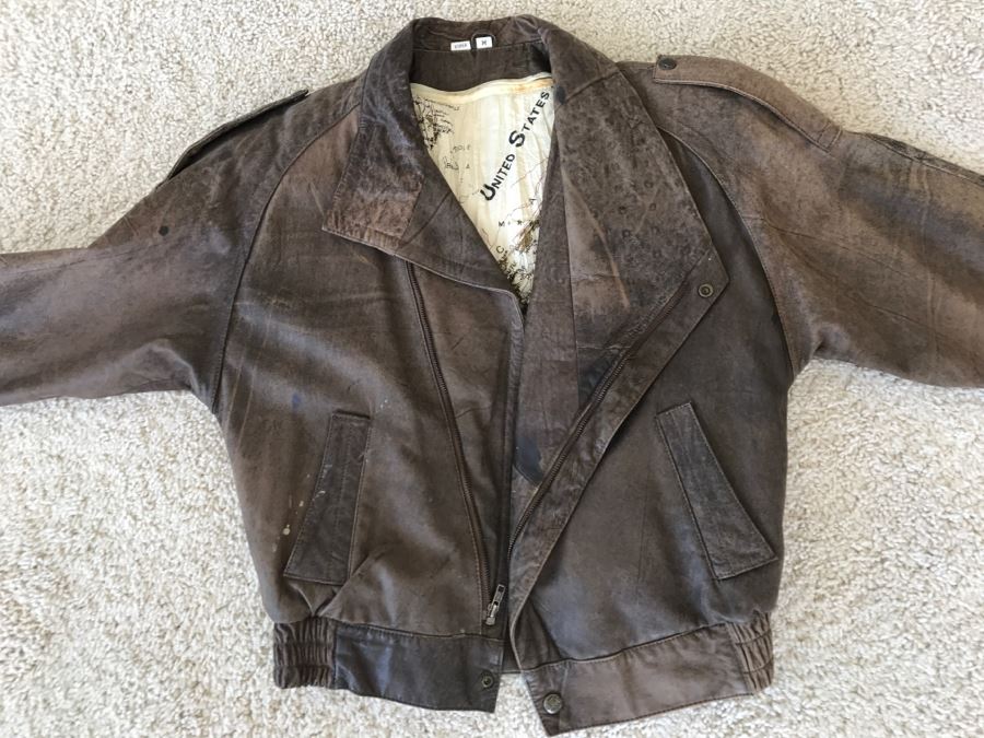 Men's Brown Leather Jacket Size M [Photo 2]