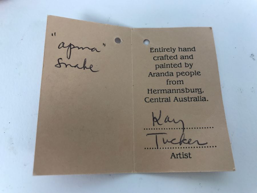 Hermannsburg Potters Hand Crafted And Painted Art Pottery By Aranda People From Central Australia Featuring Snake On Lid By Kay Tucker [Photo 3]