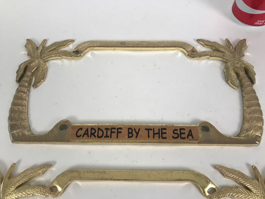 Pair Of Gold Tone Metal Cardiff By The Sea License Plate Holders [Photo 4]