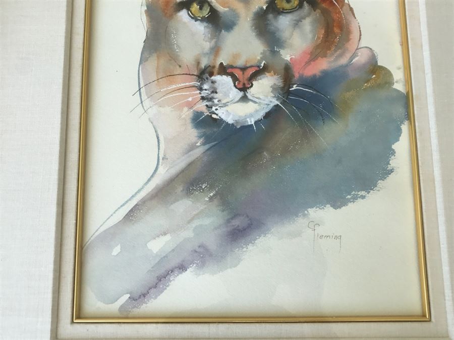 Original Watercolor Of Mountain Lion By Local Artist C Fleming [Photo 5]