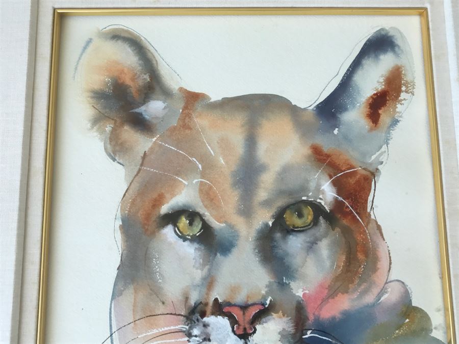 Original Watercolor Of Mountain Lion By Local Artist C Fleming [Photo 3]