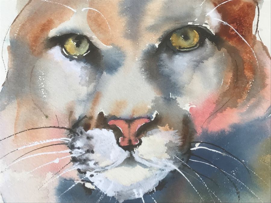 Original Watercolor Of Mountain Lion By Local Artist C Fleming [Photo 8]