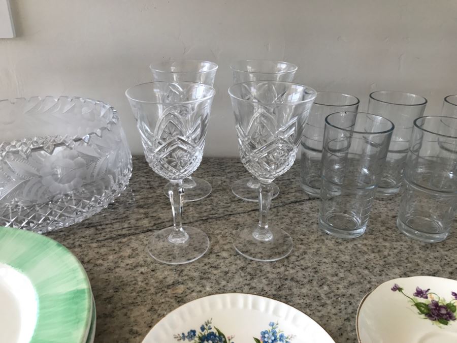 Stemware, Glasses, Saucers, Plates And Bowl Lot [Photo 8]