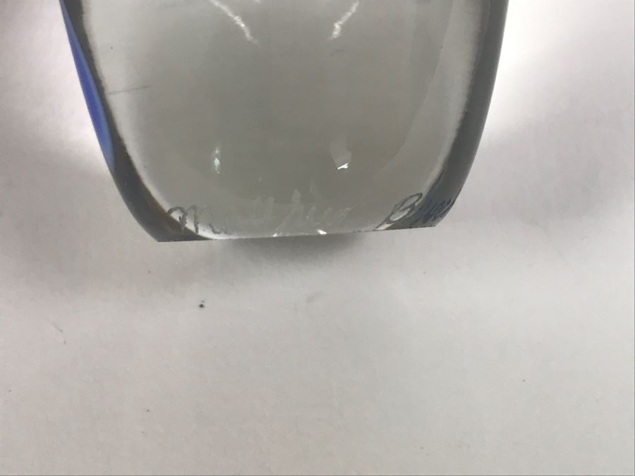 Signed Art Glass Perfume Bottle Double Blue Swirl [Photo 5]