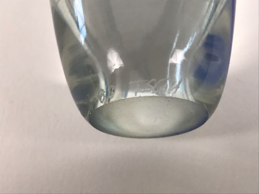 Signed Art Glass Perfume Bottle Double Blue Swirl [Photo 8]