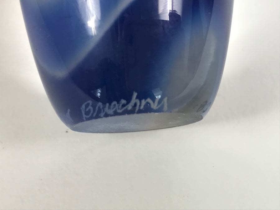 Signed Art Glass Perfume Bottle Double Blue Swirl [Photo 6]
