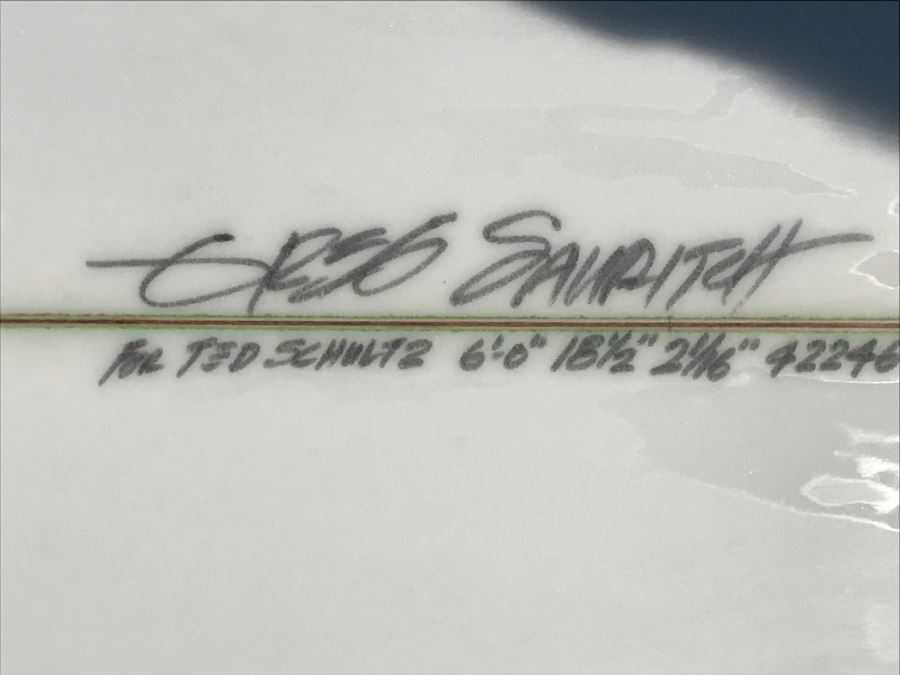 Custom Greg Sauritch Surfboard 6'0' 18 1/2' 2 1/16' - Son's Board - He's A Competitive Surfer - No Fins [Photo 6]