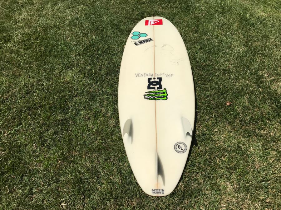 DANE REYNOLDS Personal Surfboard Signed 6'2' - Multiple Areas Where He Wrote 'VENTURA SURF SHOP' - Possibly Best Freestyle Surfer Ever Tied With Kelly Slater - Item Has Reserve [Photo 9]
