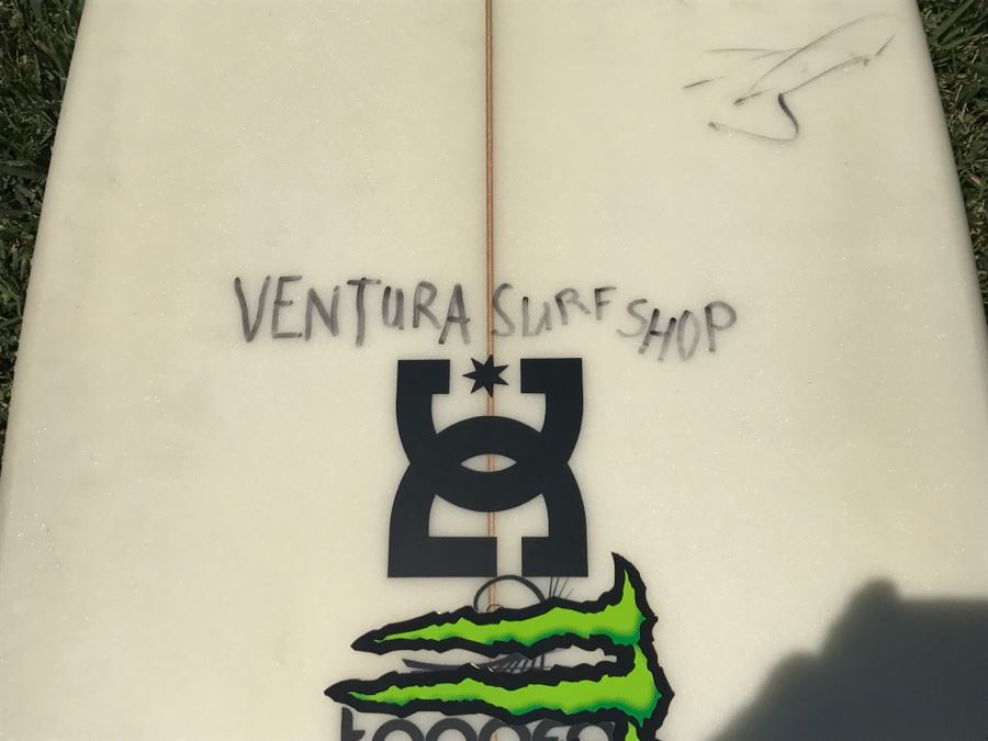 DANE REYNOLDS Personal Surfboard Signed 6'2' - Multiple Areas Where He Wrote 'VENTURA SURF SHOP' - Possibly Best Freestyle Surfer Ever Tied With Kelly Slater - Item Has Reserve [Photo 4]