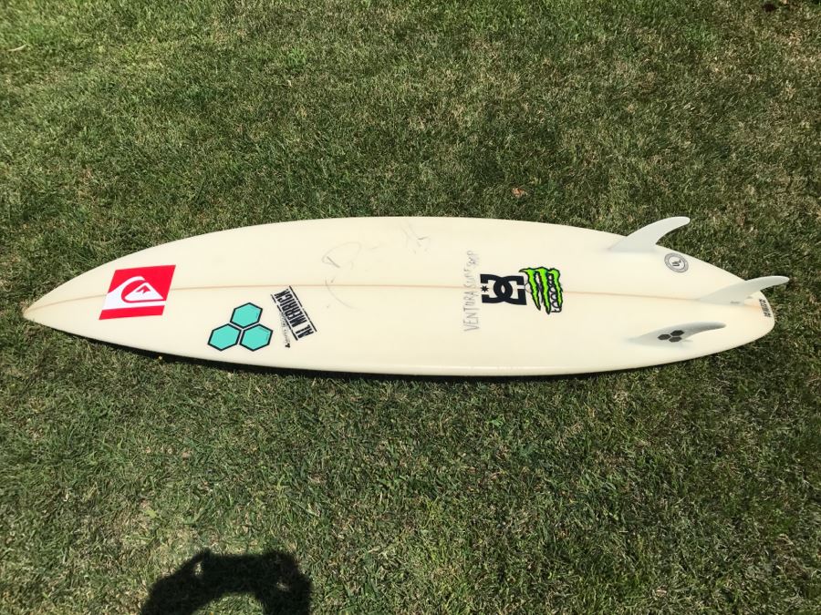 DANE REYNOLDS Personal Surfboard Signed 6'2' - Multiple Areas Where He Wrote 'VENTURA SURF SHOP' - Possibly Best Freestyle Surfer Ever Tied With Kelly Slater - Item Has Reserve [Photo 1]