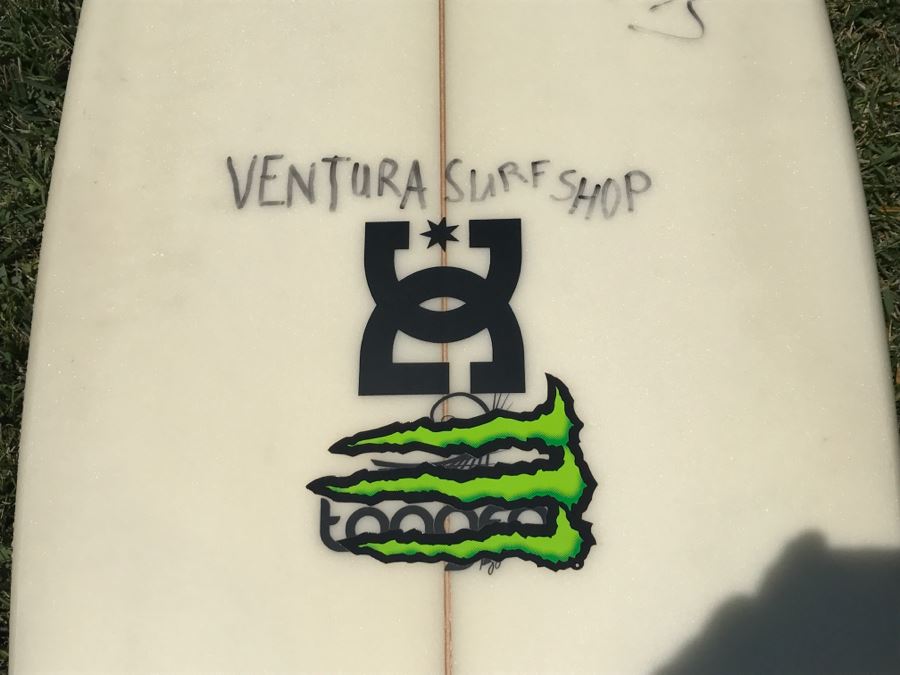 DANE REYNOLDS Personal Surfboard Signed 6'2' - Multiple Areas Where He Wrote 'VENTURA SURF SHOP' - Possibly Best Freestyle Surfer Ever Tied With Kelly Slater - Item Has Reserve [Photo 3]