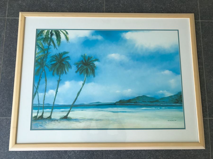 Vintage 1989 Arvidson Beach Print Framed