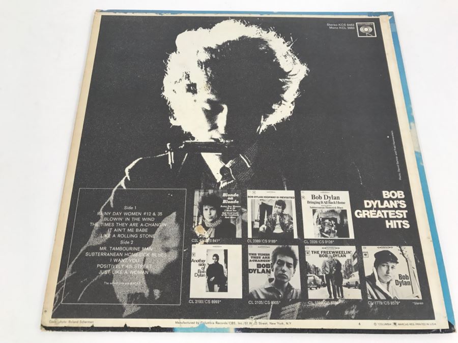 Bob Dylan - Bob Dylan's Greatest Hits - Vinyl Record Album - Columbia KCS 9463 [Photo 2]