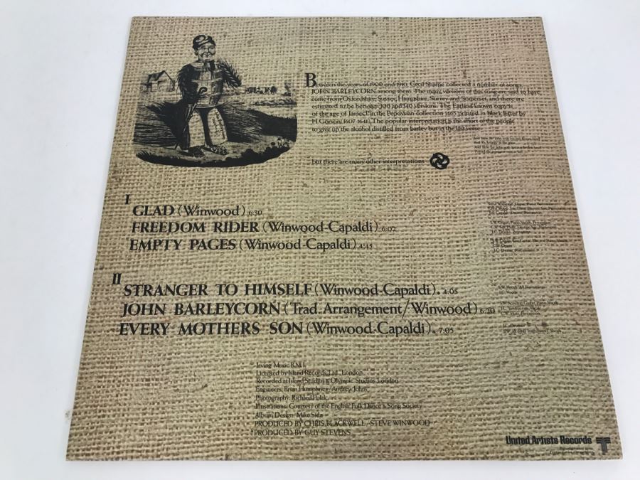 Traffic - John Barleycorn Must Die - Vinyl Record Album - United Artists Records UAS 5504 [Photo 2]