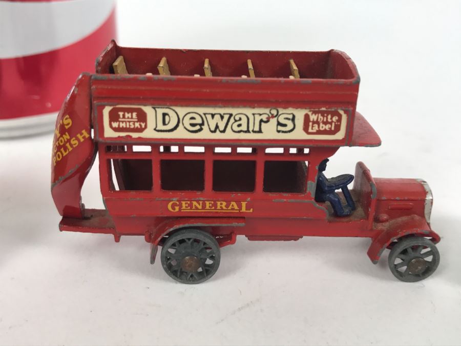 Lesney Dewar's Advertising Bus And Pair Of Tootsie Toy Metal Cars [Photo 2]