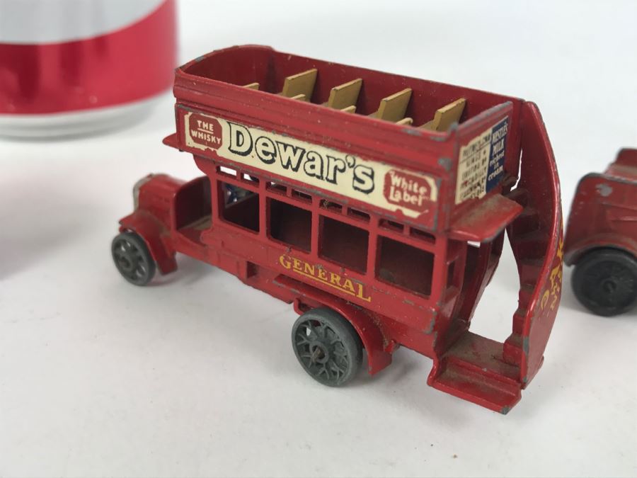 Lesney Dewar's Advertising Bus And Pair Of Tootsie Toy Metal Cars [Photo 5]