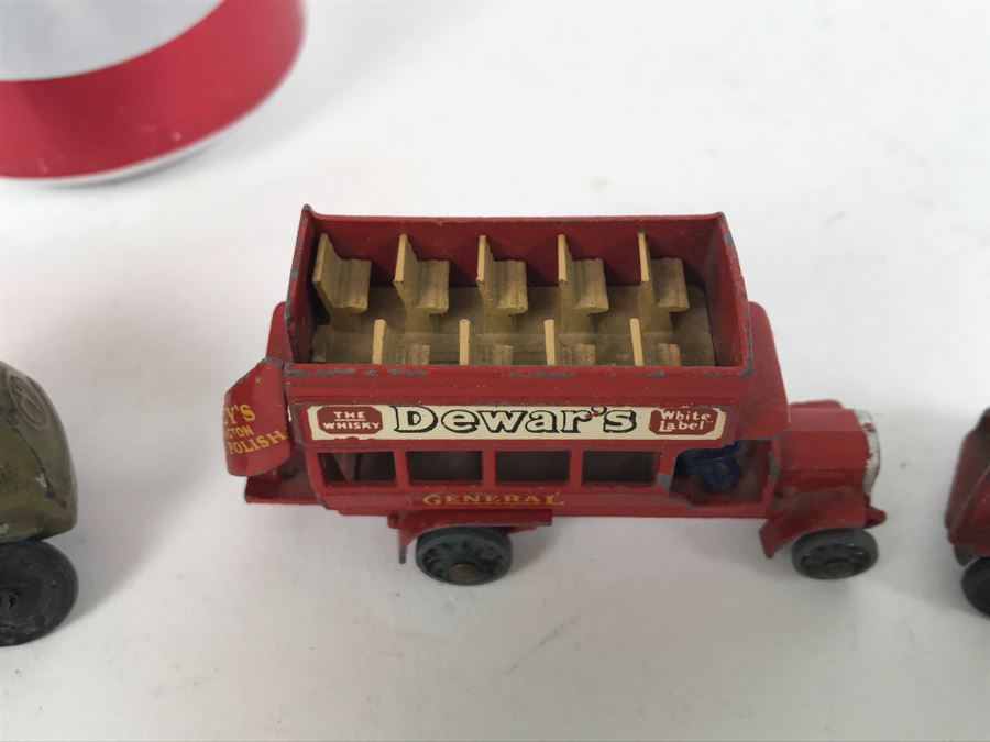 Lesney Dewar's Advertising Bus And Pair Of Tootsie Toy Metal Cars [Photo 3]