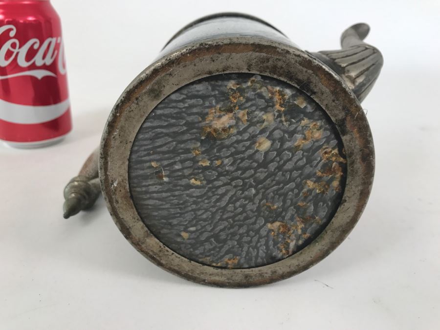 Antique Gray Graniteware Coffee Pot Gooseneck Spout Pewter [Photo 10]