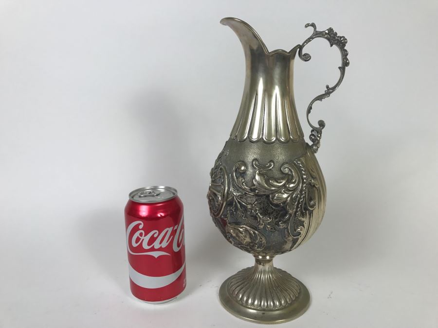Stunning Antique 800 Silver Claret Jug Embossed With Acanthus Leaf Decoration 569g [Photo 6]