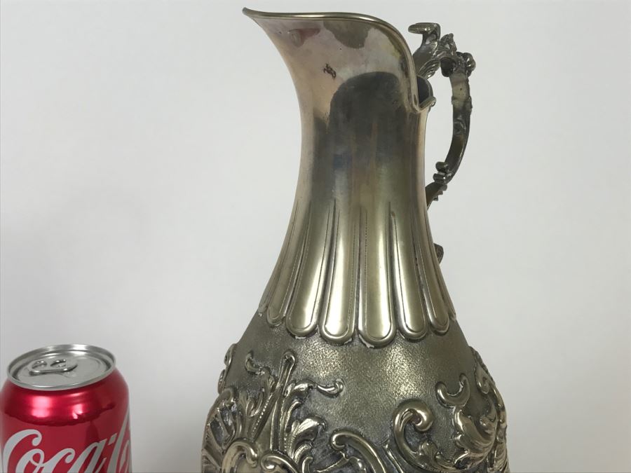 Stunning Antique 800 Silver Claret Jug Embossed With Acanthus Leaf Decoration 569g [Photo 11]