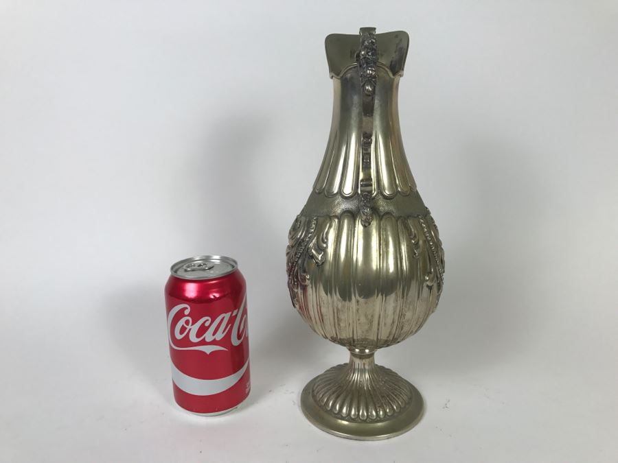 Stunning Antique 800 Silver Claret Jug Embossed With Acanthus Leaf Decoration 569g [Photo 5]