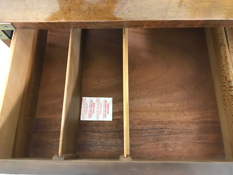 Henredon Fine Furniture Campaign Style Wooden Chest Of Drawers With Brass Pulls- 2 Pieces [Photo 7]