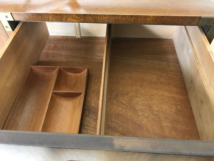 Henredon Fine Furniture Campaign Style Wooden Chest Of Drawers With Brass Pulls- 2 Pieces [Photo 10]