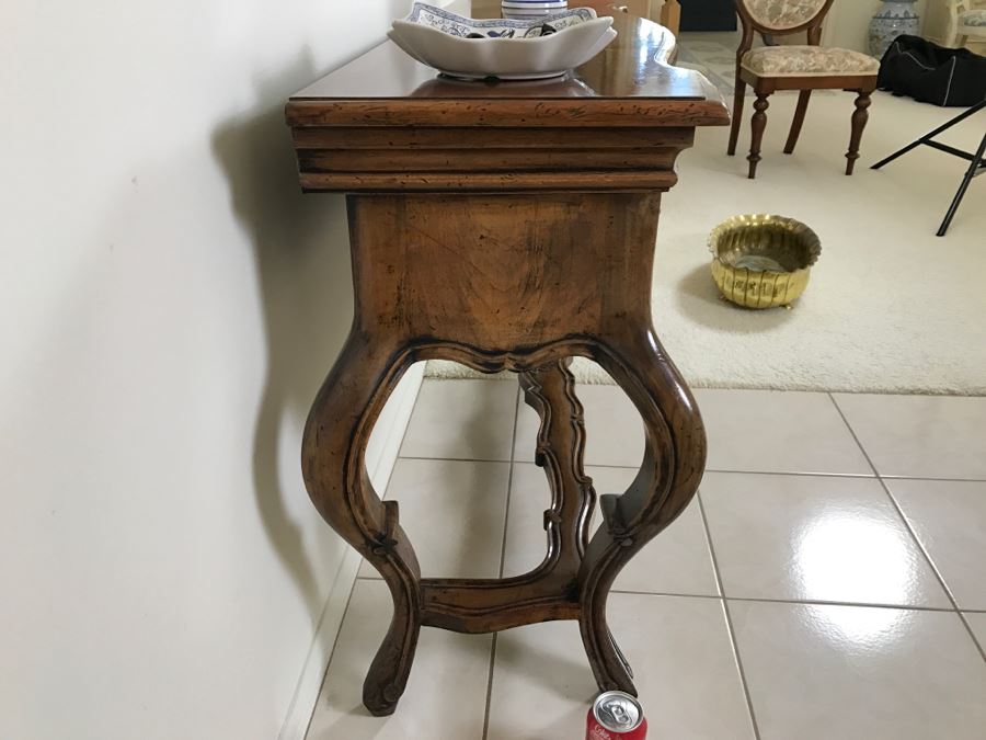 Stunning Reproduction Hallway Console Table All Wood With Storage [Photo 13]