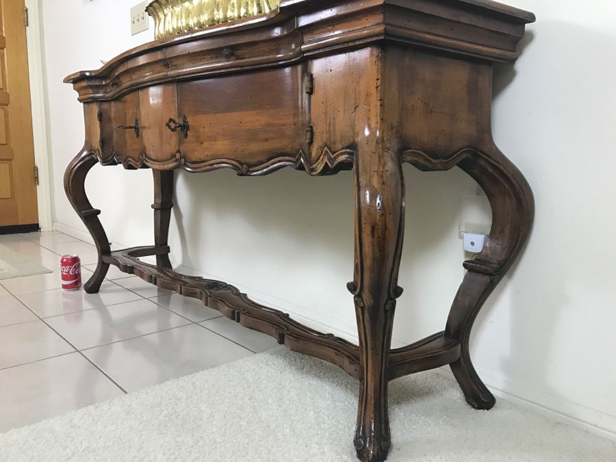Stunning Reproduction Hallway Console Table All Wood With Storage [Photo 4]