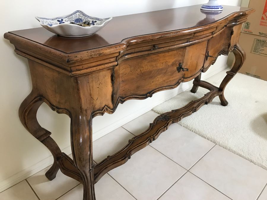 Stunning Reproduction Hallway Console Table All Wood With Storage [Photo 12]