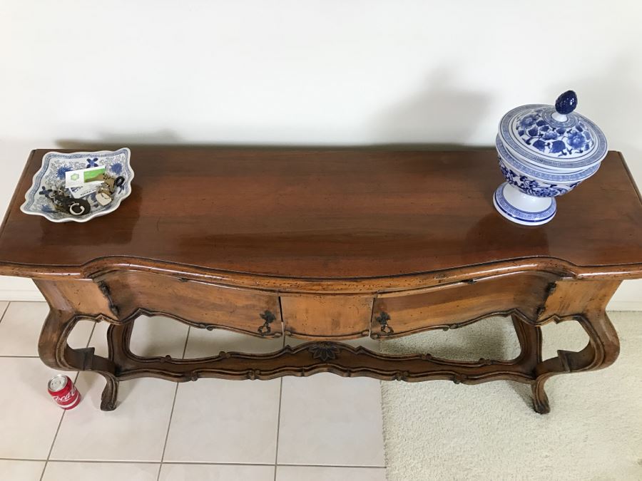 Stunning Reproduction Hallway Console Table All Wood With Storage [Photo 11]