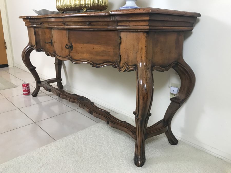 Stunning Reproduction Hallway Console Table All Wood With Storage [Photo 3]