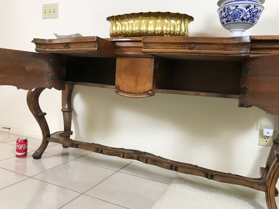 Stunning Reproduction Hallway Console Table All Wood With Storage [Photo 7]