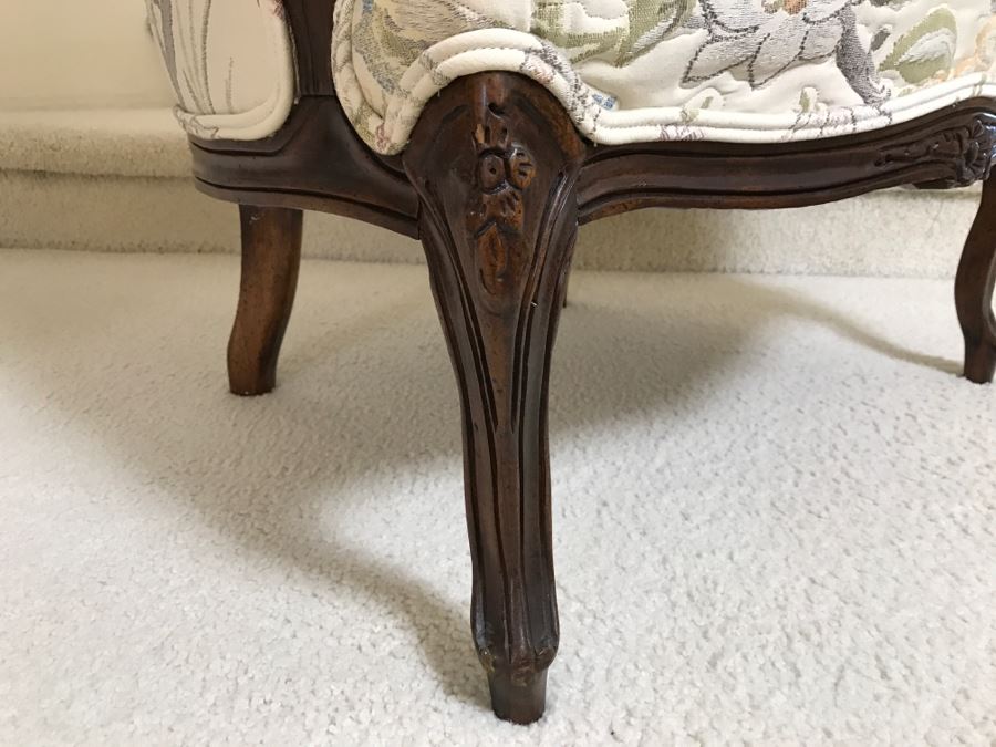 Nice Wooden Armchair With Floral And Bird Motif Upholstery [Photo 5]