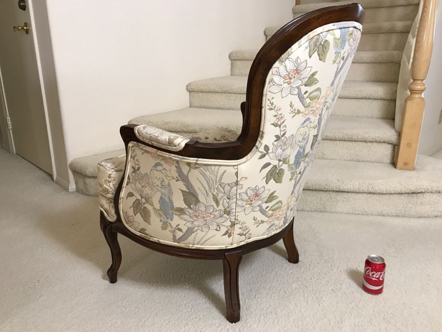 Nice Wooden Armchair With Floral And Bird Motif Upholstery [Photo 10]