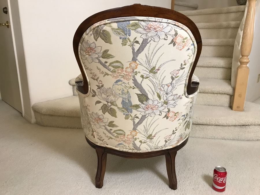 Nice Wooden Armchair With Floral And Bird Motif Upholstery [Photo 9]