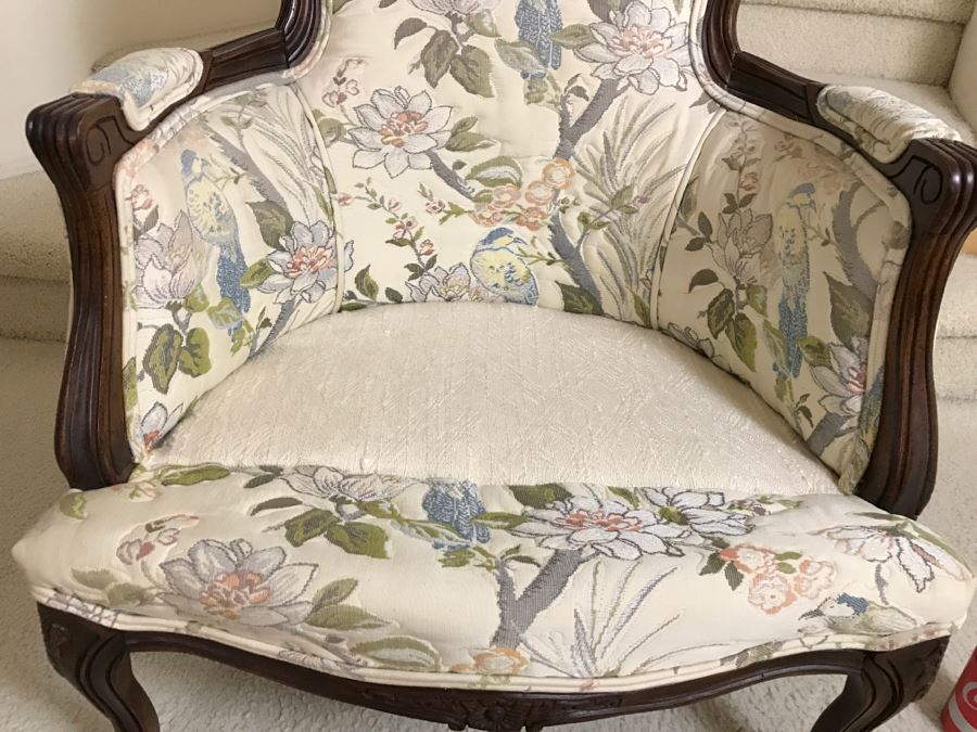 Nice Wooden Armchair With Floral And Bird Motif Upholstery [Photo 11]
