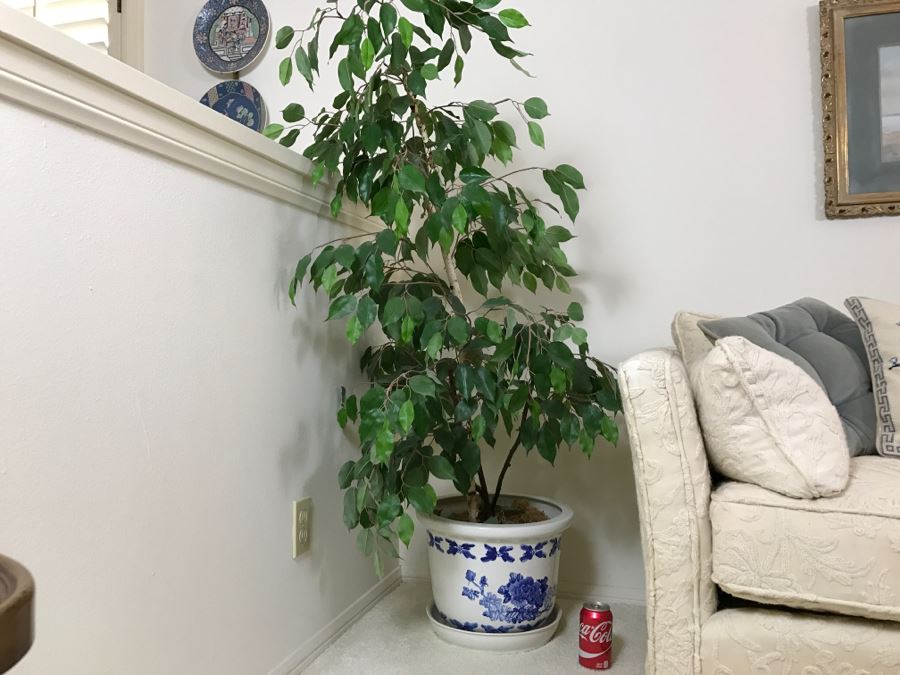Artificial Plant With Blue And White Pot