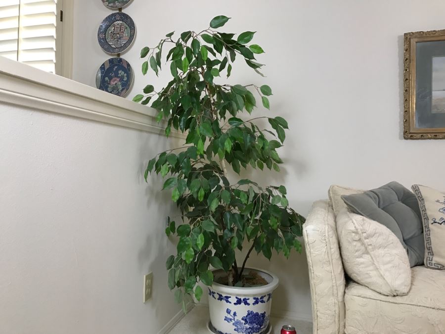 Artificial Plant With Blue And White Pot [Photo 2]
