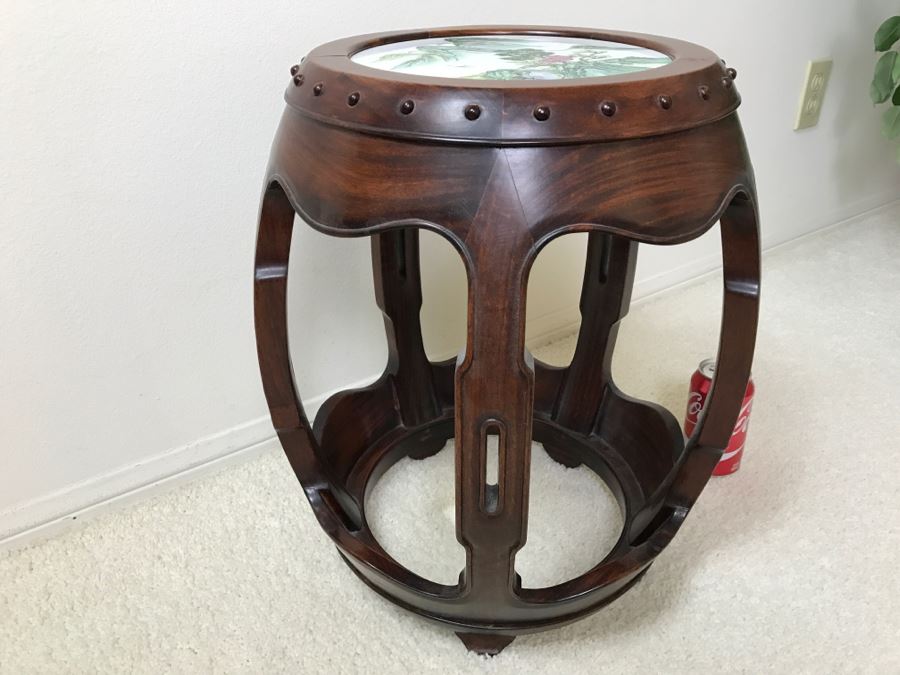 Chinese Wooden Plant Stand With Porcelain Top [Photo 2]