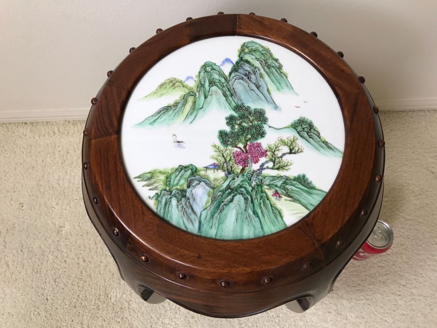 Chinese Wooden Plant Stand With Porcelain Top [Photo 3]