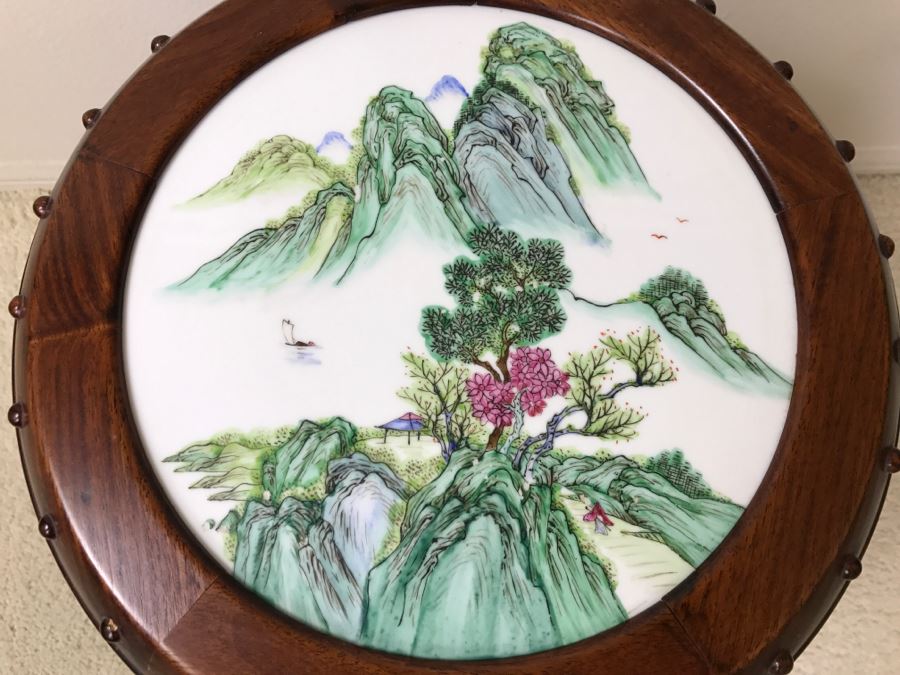 Chinese Wooden Plant Stand With Porcelain Top [Photo 6]