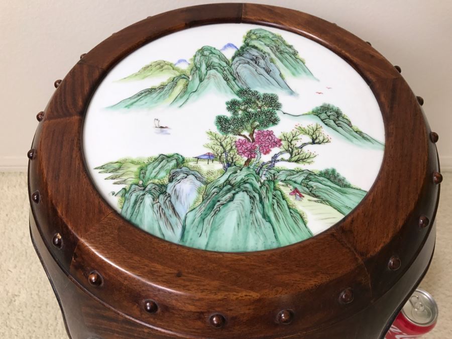 Chinese Wooden Plant Stand With Porcelain Top [Photo 4]