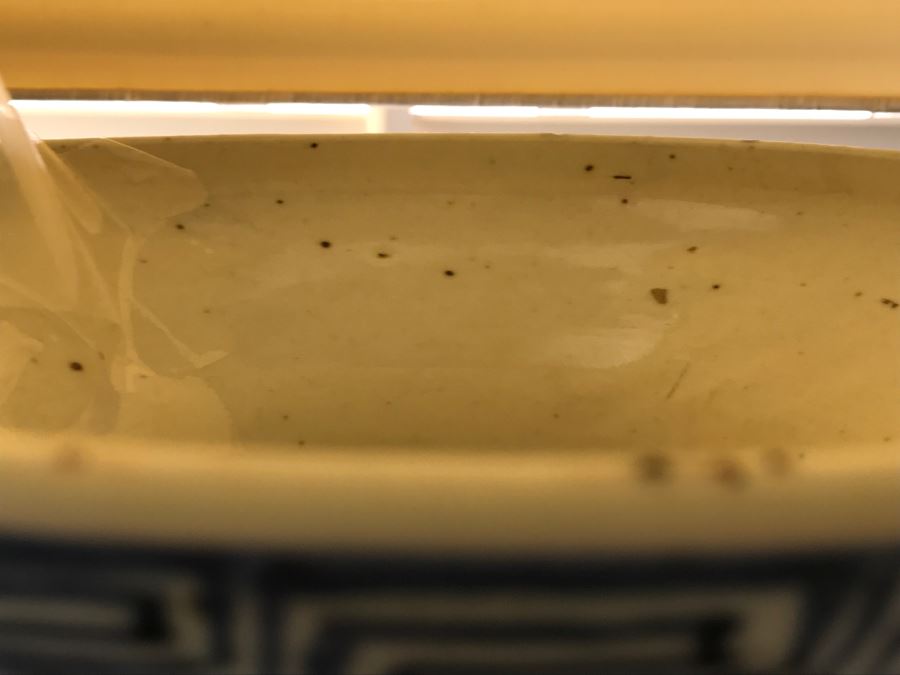 Large Asian Blue And White Pottery Lamp With Shade [Photo 19]