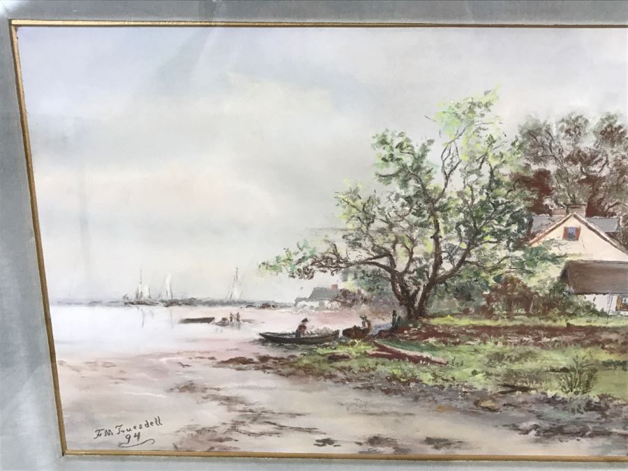 Antique 1894 Landscape Painting By F. M. Truesdell In Stunning Gilt Wood Frame [Photo 4]